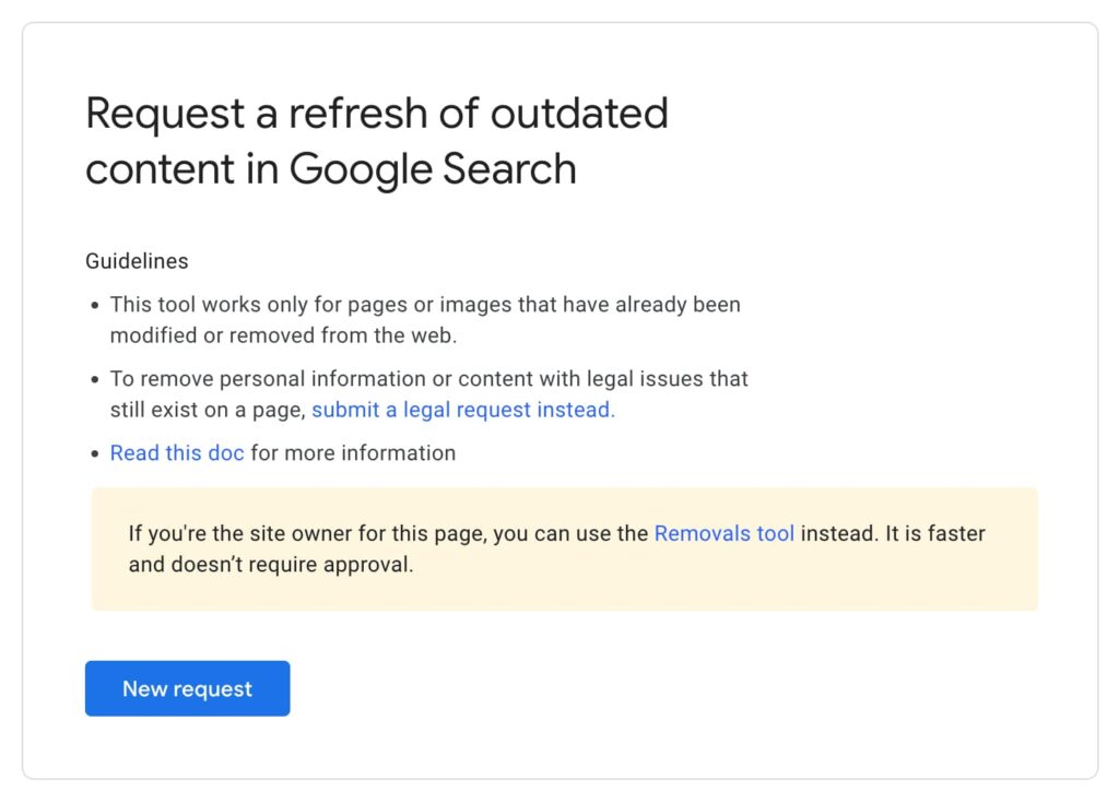 Google Refresh Outdated Content Tool