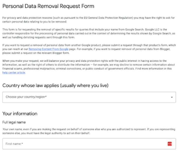 Інструмент Google для усунення контенту через юридичні підстави (Google Legal Removal Troubleshooter)